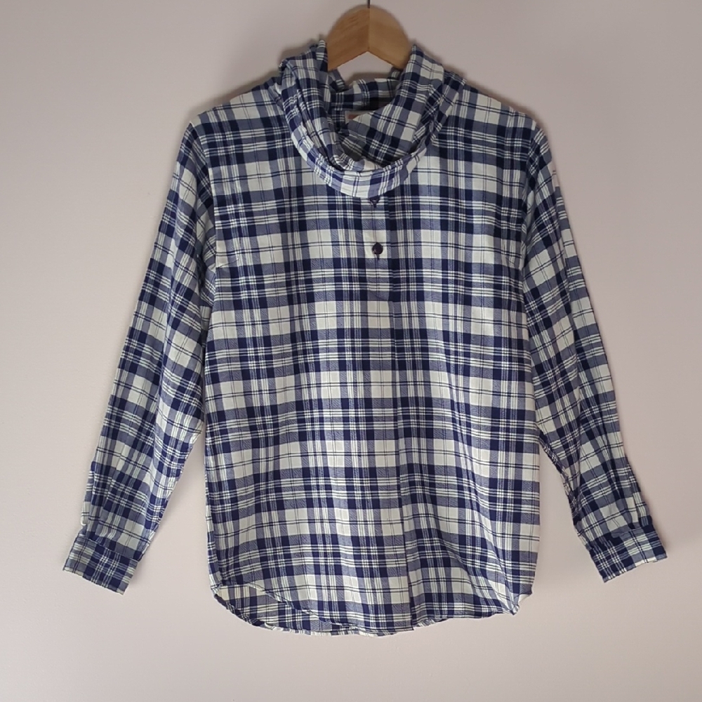 Vintage Snazzie Plaid Shirt Size 5 | 90s Blue & White Tartan | Small